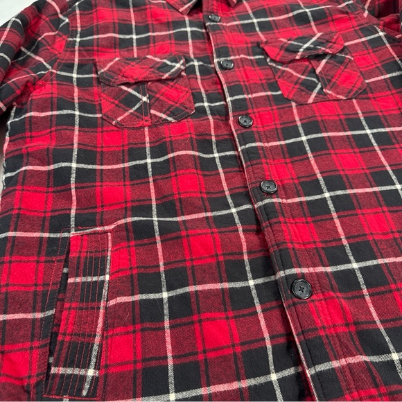 VTG Sears Roebuck & Co Shacket Mens XL Red Plaid Sherpa Lined Shirt Pockets - Picture 5 of 9